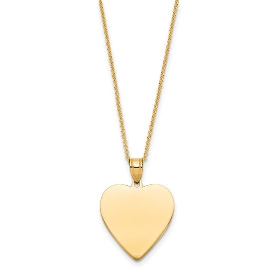 14k Plain .013 Gauge Heart Engravable Disc Necklace