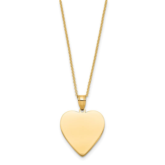 14k Plain .013 Gauge Heart Engravable Disc Necklace