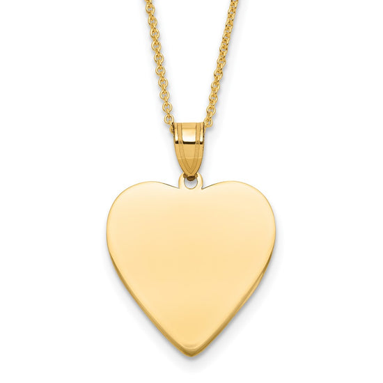 14k Plain .013 Gauge Heart Engravable Disc Necklace