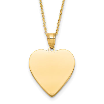 14k Plain .013 Gauge Heart Engravable Disc Necklace