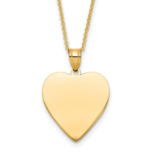 14k Plain .013 Gauge Heart Engravable Disc Necklace