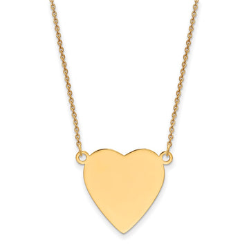 14k Plain .018 Gauge Heart Engravable 21x23mm Disc 18 inch Necklace