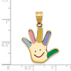 14k Enameled Autism with Happy Face Handprint Pendant