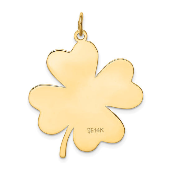 14k Plain .018 Gauge Engravable Clover 32x27mm Disc Charm