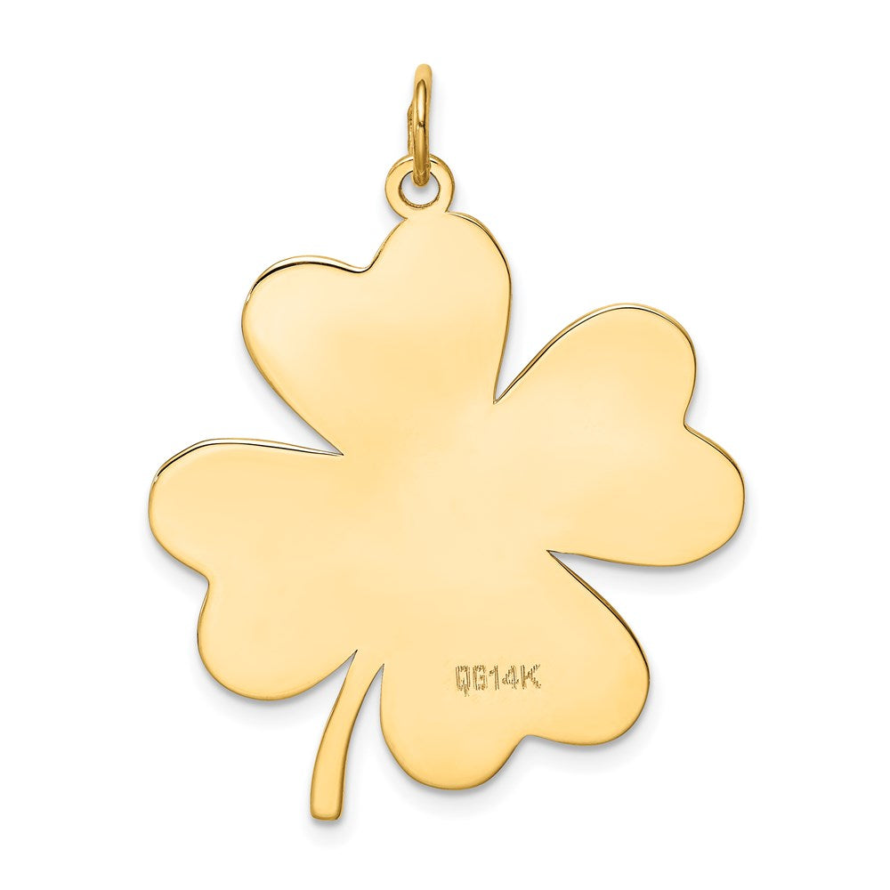 14k Plain .018 Gauge Engravable Clover 32x27mm Disc Charm