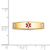 14k Polished 19x5mm Centered Red Epoxy Enameled Medical ID Soft Diamond Shape Plate # 813
