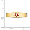 14k Polished 24x7mm Centered Red Epoxy Enameled Medical ID Soft Diamond Shape Plate # 816