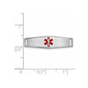 14k White Gold Polished 24x7mm Centered Red Epoxy Enameled Medical ID Soft Diamond Shape Plate # 816