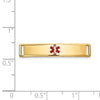 14k Polished 24x5mm Centered Red Epoxy Enameled Medical ID Plate # 816