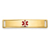 14k Polished 24x5mm Centered Red Epoxy Enameled Medical ID Plate # 816