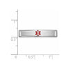 14k White Gold Polished 24x5mm Centered Red Epoxy Enameled Medical ID Plate # 816