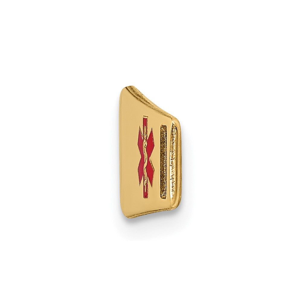 14k Polished 24x7mm Off-Center Red Epoxy Enameled Medical ID Soft Diamond Shape Plate # 816
