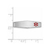 14k White Gold Polished 24x7mm Off-Center Red Epoxy Enameled Medical ID Soft Diamond Shape Plate # 816