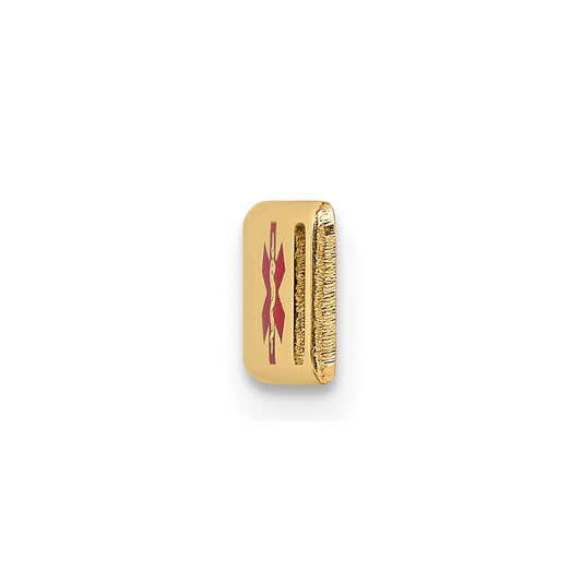 14k Polished 24x5mm Off-Center Red Epoxy Enameled Medical ID Plate # 816
