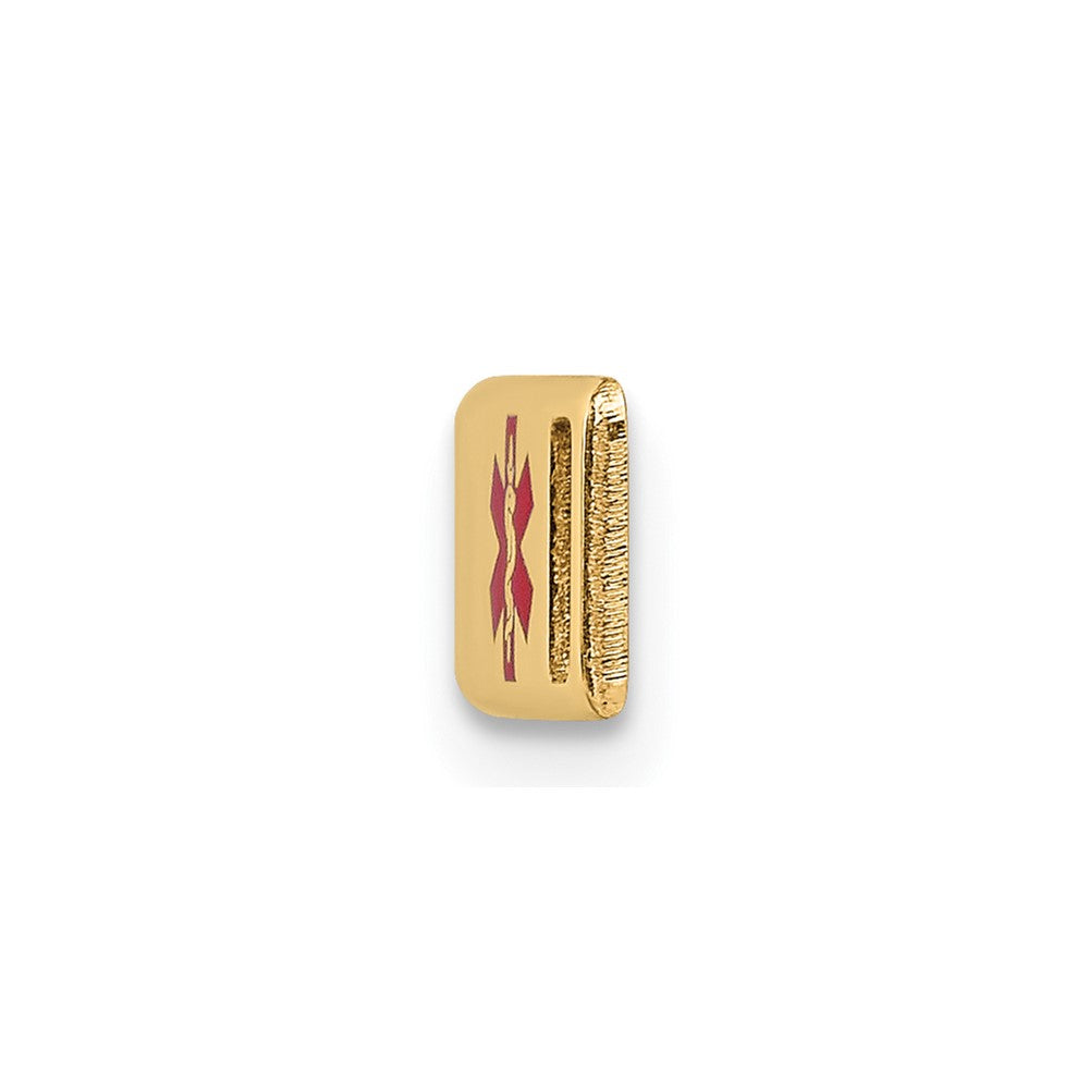 14k Polished 24x5mm Off-Center Red Epoxy Enameled Medical ID Plate # 816