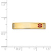 14k Polished 24x5mm Off-Center Red Epoxy Enameled Medical ID Plate # 816