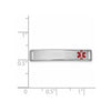 14k White Gold Polished 24x5mm Off-Center Red Epoxy Enameled Medical ID # 816