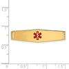 14K 34x9mm Centered Red Epoxy Enameled Soft Diamond Shape Medical ID Plate # 817