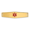 14K 34x9mm Centered Red Epoxy Enameled Soft Diamond Shape Medical ID Plate # 817