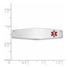 14K White Gold 34x9mm Off-Center Red Epoxy Enameled Soft Diamond Shape Medical ID Plate # 817