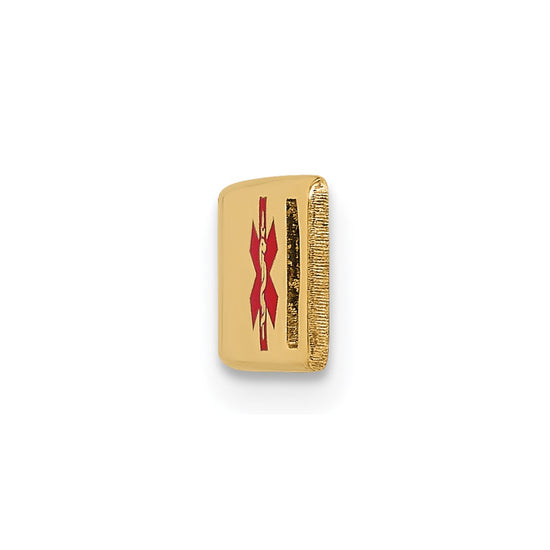 14K 34x6mm Off-Center Red Epoxy Enameled Medical ID Plate # 817