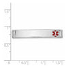 14K White Gold 34x6mm Off-Center Red Epoxy Enameled Medical ID Plate # 817