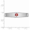14K White Gold 36x9mm Centered Red Epoxy Enameled Soft Diamond Shape Medical ID Plate # 818