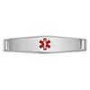 14K White Gold 36x9mm Centered Red Epoxy Enameled Soft Diamond Shape Medical ID Plate # 818