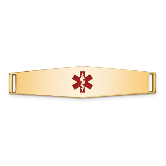 14K 36x9mm Centered Red Epoxy Enameled Soft Diamond Shape Medical ID Plate # 818