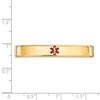 14K 35x6mm Centered Red Epoxy Enameled Medical ID Plate # 818
