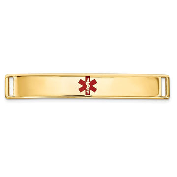 14K 35x6mm Centered Red Epoxy Enameled Medical ID Plate # 818