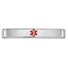 14K White Gold 35x6mm Centered Red Epoxy Enameled Medical ID Plate # 818