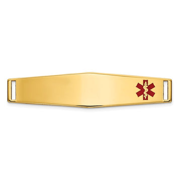 14K 36x9mm Off-Center Red Epoxy Enameled Soft Diamond Shape Medical ID Plate # 818