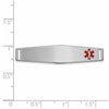 14K White Gold 36x9mm Off-Center Red Epoxy Enameled Soft Diamond Shape Medical ID Plate # 818