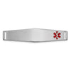 14K White Gold 36x9mm Off-Center Red Epoxy Enameled Soft Diamond Shape Medical ID Plate # 818