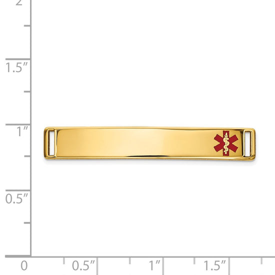 14K 36x6mm Off-Center Red Epoxy Enameled Medical ID Plate # 818