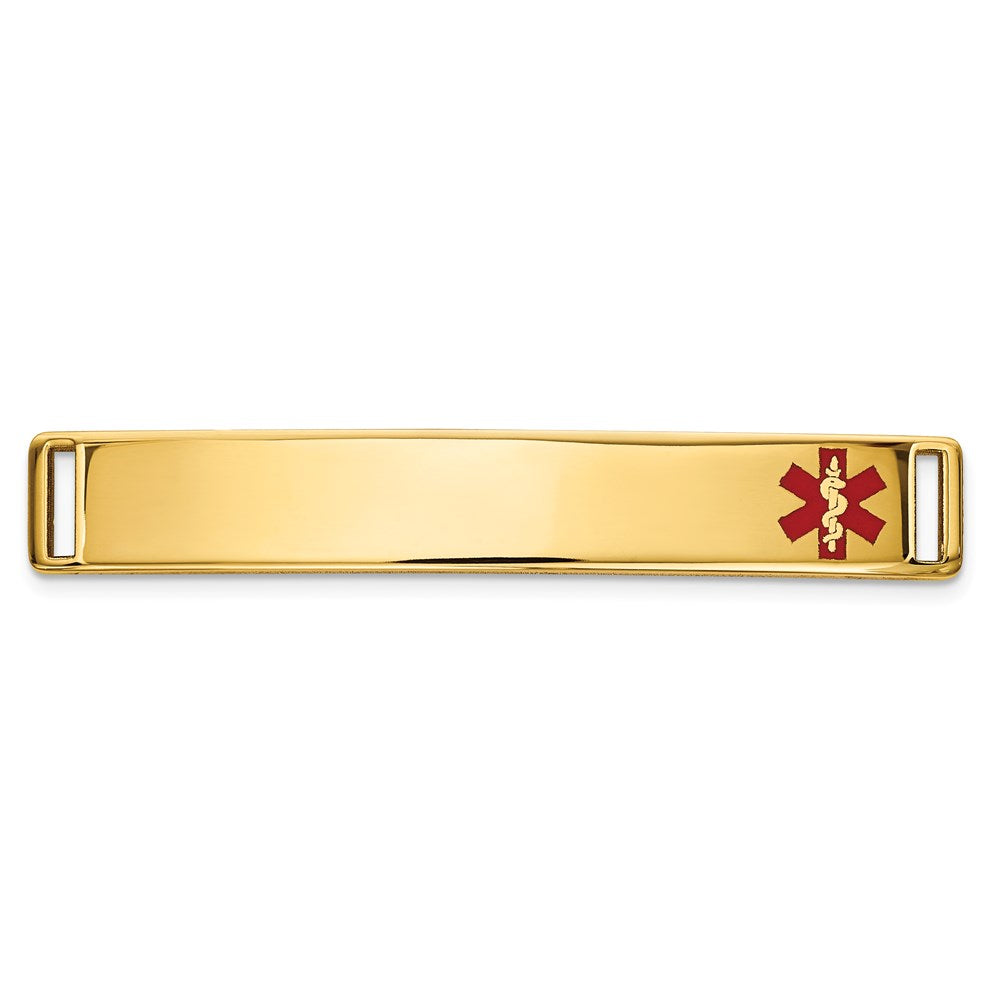 14K 36x6mm Off-Center Red Epoxy Enameled Medical ID Plate # 818