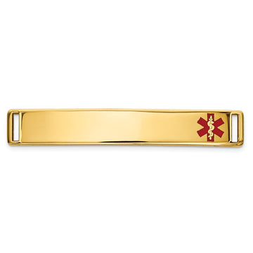 14K 36x6mm Off-Center Red Epoxy Enameled Medical ID Plate # 818