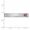 14K White Gold 36x6mm Off-Center Red Epoxy Enameled Medical ID Plate # 818