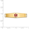 14K 38x10mm Centered Red Epoxy Enameled Soft Diamond Shape Medical ID Plate # 819