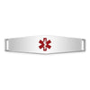14K White Gold 38x10mm Centered Red Epoxy Enameled Soft Diamond Shape Medical ID Plate # 819