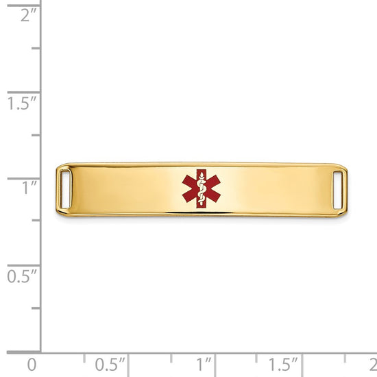 14K 38x8mm Centered Red Epoxy Enameled Medical ID Plate # 819