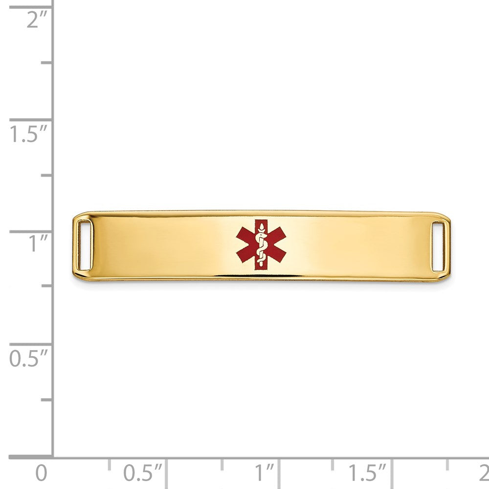 14K 38x8mm Centered Red Epoxy Enameled Medical ID Plate # 819