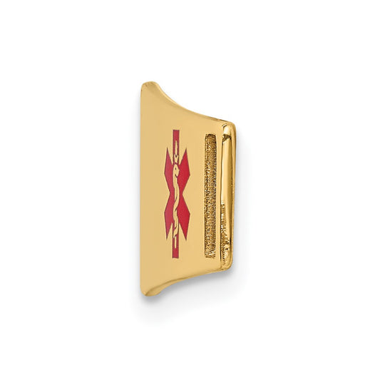 14K 38x10mm Off-Center Red Epoxy Enameled Soft Diamond Shape Medical ID Plate # 819