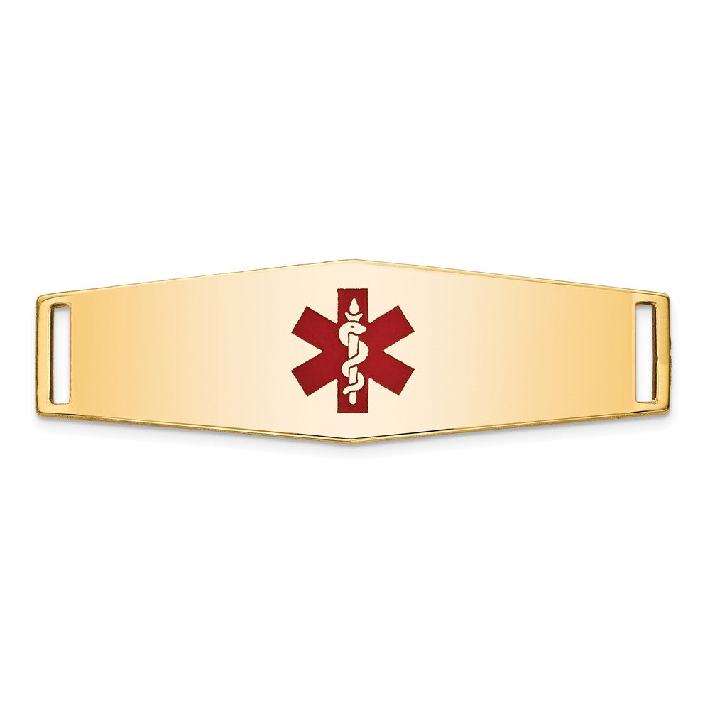 14K 39x13mm Centered Red Epoxy Enameled Soft Diamond Shape Medical ID Plate # 820