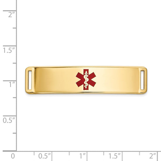 14K 39x10mm Centered Red Epoxy Enameled Medical ID Plate # 820