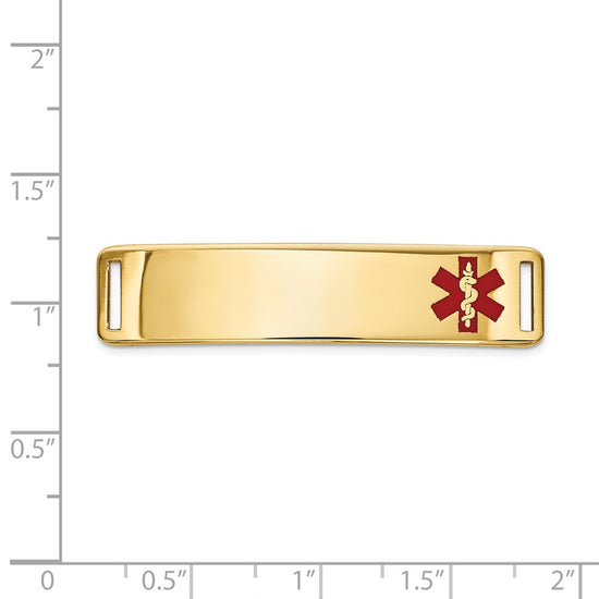 14K 39x10mm Off-Center Red Epoxy Enameled Medical ID Plate # 820
