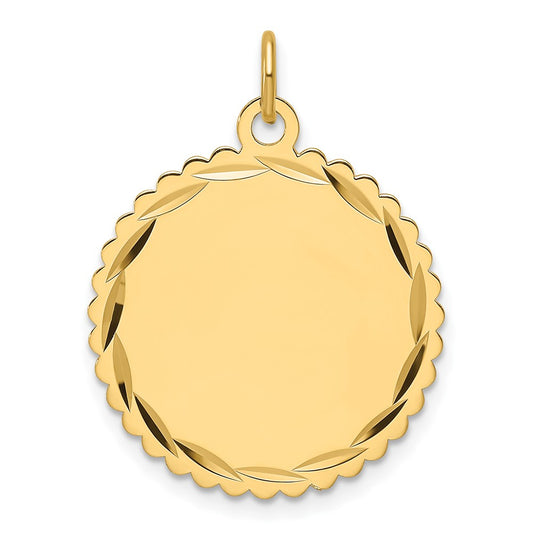 14k Etched Edge .011 Gauge Engravable Round Scalloped 21.5mm Disc Charm