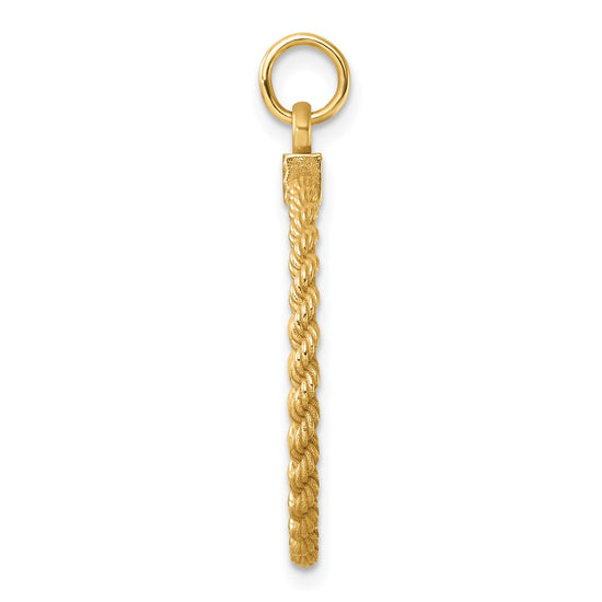 14k Plain .013 Gauge Round Engravable 24.9mm Disc with Rope Edge Charm
