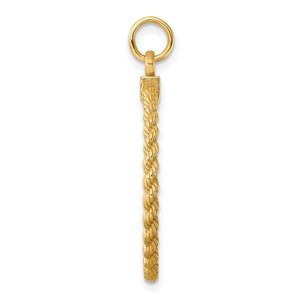 14k Plain .013 Gauge Round Engravable 24.9mm Disc with Rope Edge Charm